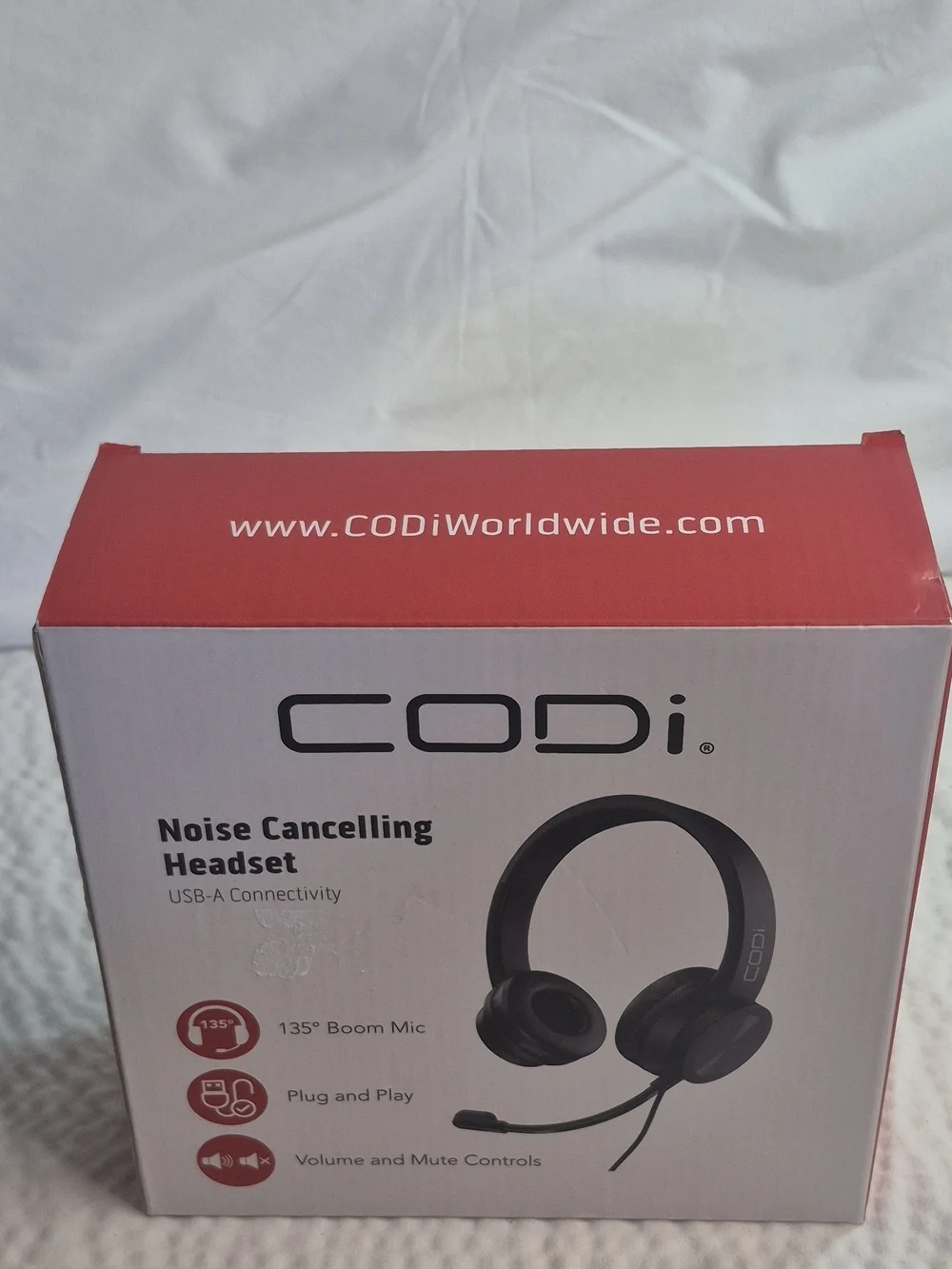 CODi Noise Cancelling USB-A Headset Boom Mic Vol/Mute Black 5ft A04508